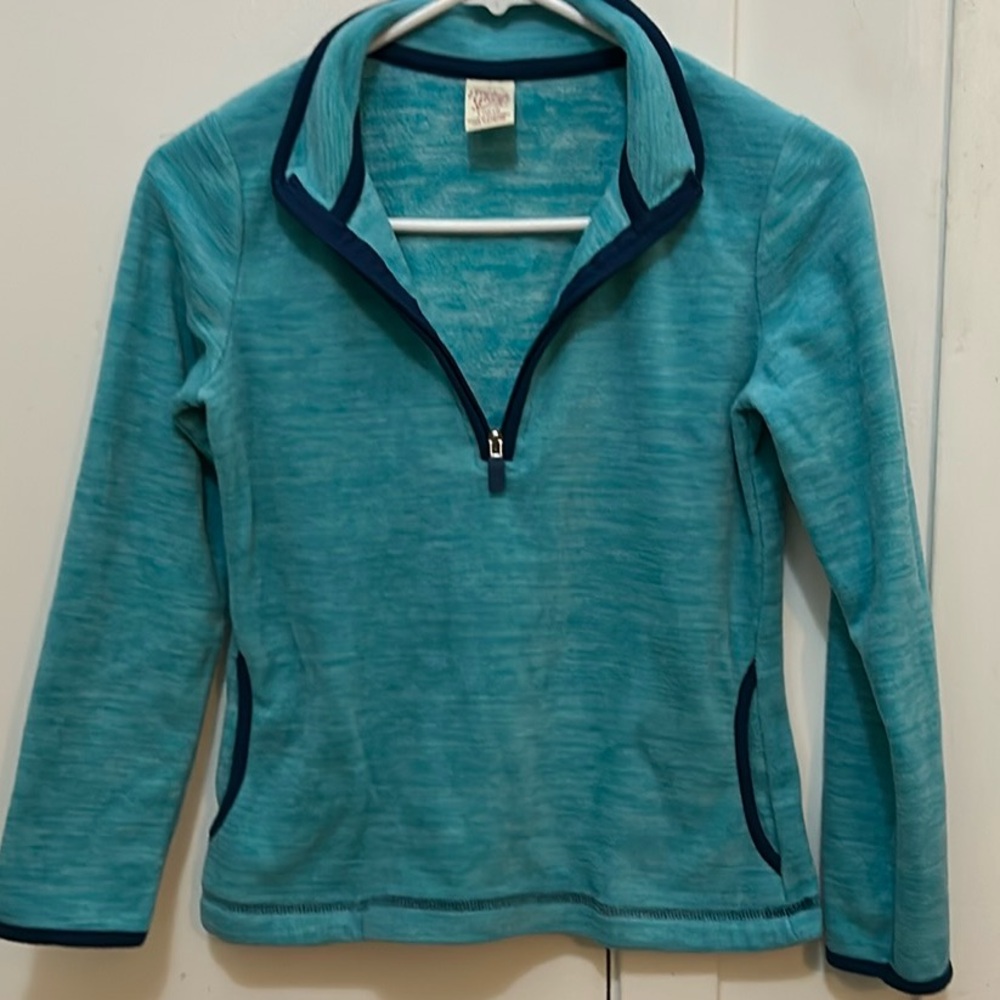 Faded Glory Teal Pullover with Navy Trim sweatshirt girls L